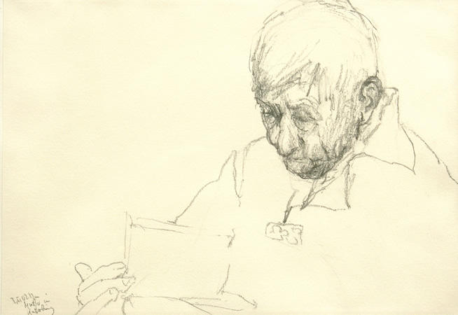 Mutter, lesend, Bleistift, 2002